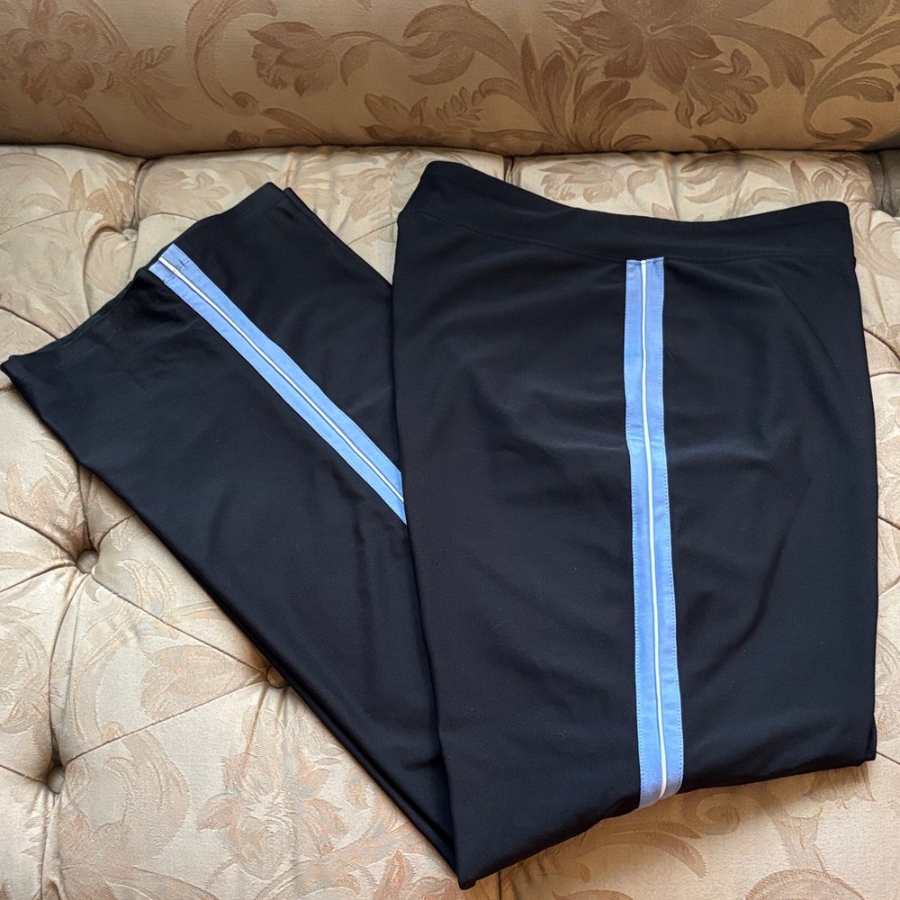 Black Athletic Pants with Blue Stripe